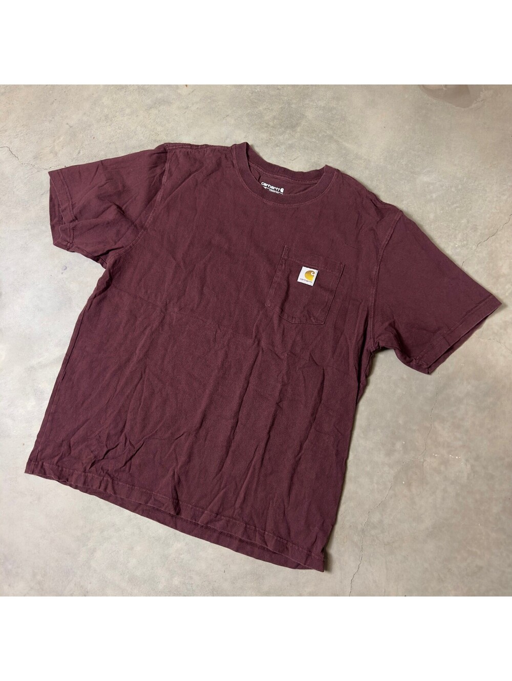 Carhartt Pocket T-Shirt Mens L Burgundy Loose Fit Workwear